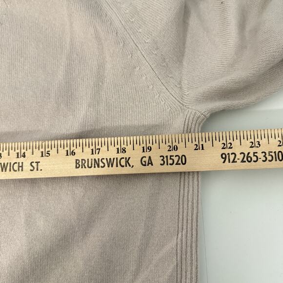 Vince 100% Cashmere V-Neck Sweater Sz L Taupe Tan Quiet Luxury Old Money Office - Picture 10 of 12